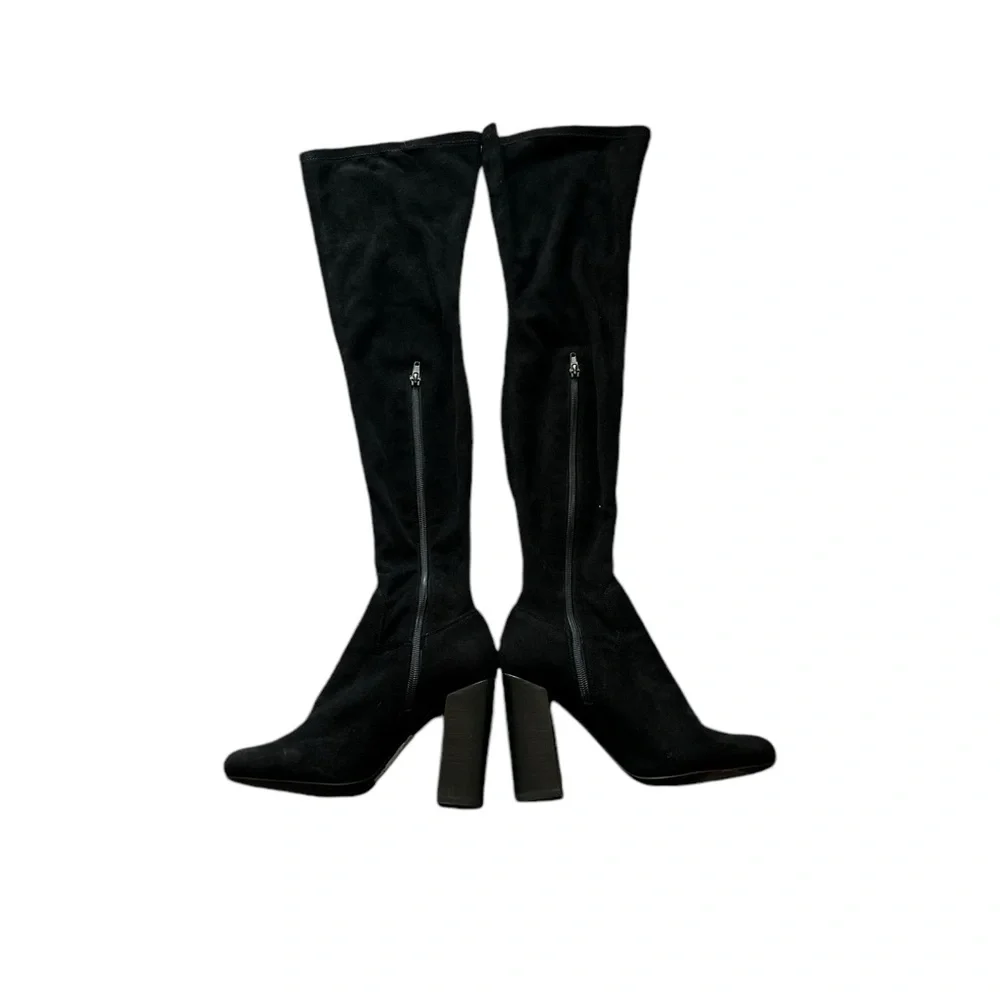 JEFFREY CAMPBELL Perouze Black Over The Knee Suede Heeled Boots